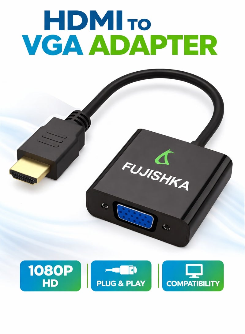 فوجيشكا كابل HDMI إلى VGA، محول HDTV إلى VGA، كابل HD 1080P مناسب لأجهزة الكمبيوتر وأجهزة التلفزيون وأجهزة الكمبيوتر المحمولة، اتصال الشاشة، مظهر احترافي، اتصال موثوق، كابل العرض، عشاق التكنولوجيا، شاشة للكمبيوتر المحمول، شاشة الكمبيوتر المحمول، كابل الشاشة، شاشة الكمبيوتر الشخصي، كابل VGA للكمبيوتر الشخصي، ملحقات الكمبيوتر، كابل الكمبيوتر، بطاقة الرسومات للكمبيوتر الشخصي، كابل التلفزيون، كابل جهاز العرض، ملحقات التلفزيون، جهاز عرض عالي الدقة بالكامل، Viga، كابل HDTV، كابل شاشة VGA Pin - Image 1